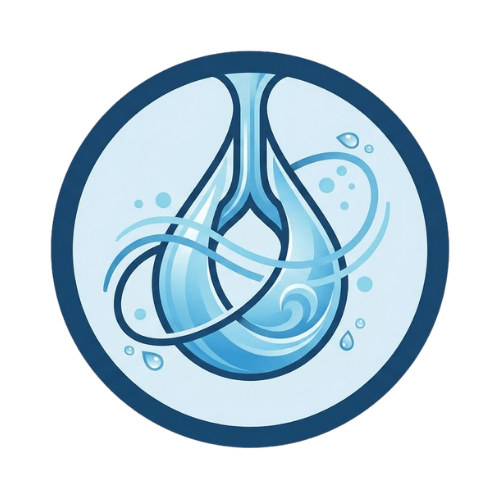 Water damage restoration icon showing a water droplet swirl