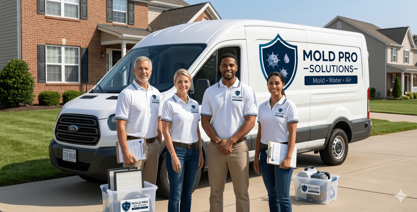 Mold Pro Solutions team with service vehicle in Montgomery County Maryland