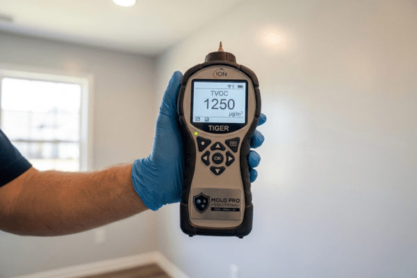 VOC monitoring device measuring volatile organic compounds in residential air