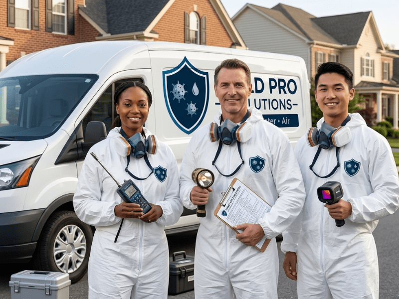 Mold Pro Solutions team performing mold inspection in Montgomery County MD home