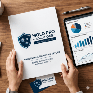 Mold Pro Solutions professional mold inspection report with air quality and moisture data