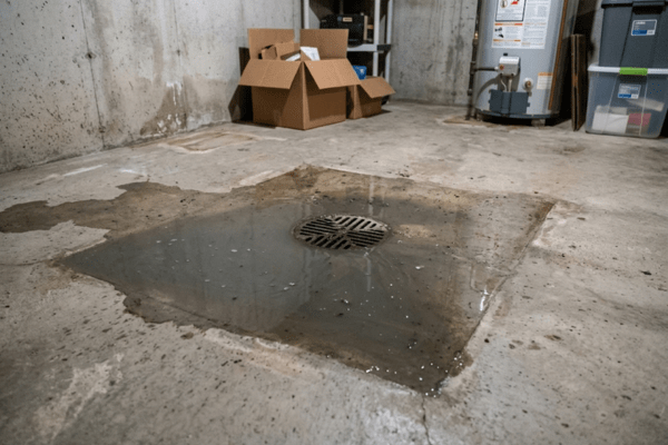 Black water sewage backup damage in residential basement