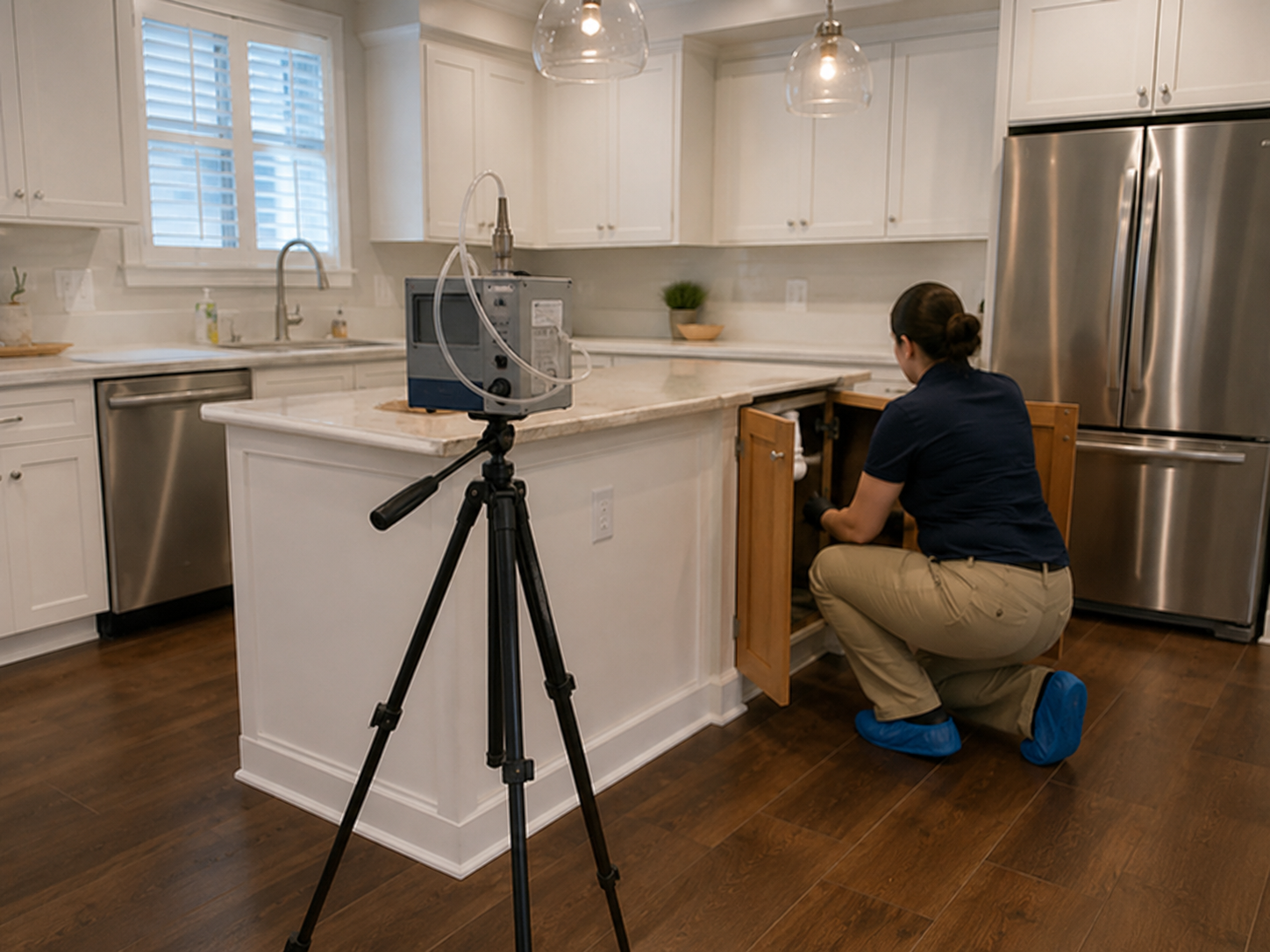 Air sampling equipment in kitchen