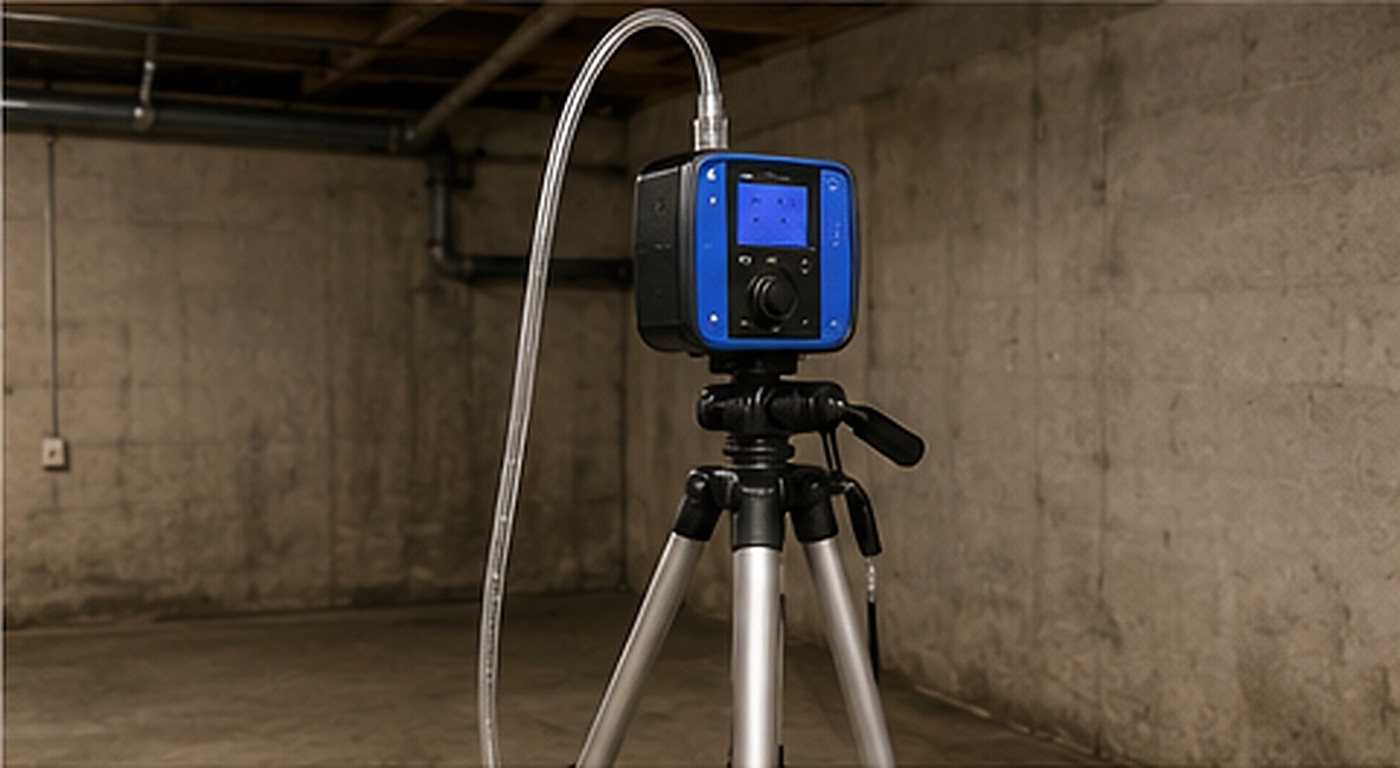 Air sampling equipment in basement